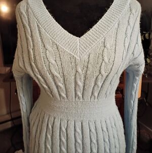 Cable Knit Sweater - Light Blue